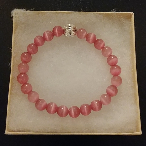 Spring Pink Cat Eye Stone Bracelet - Picture 2 of 8